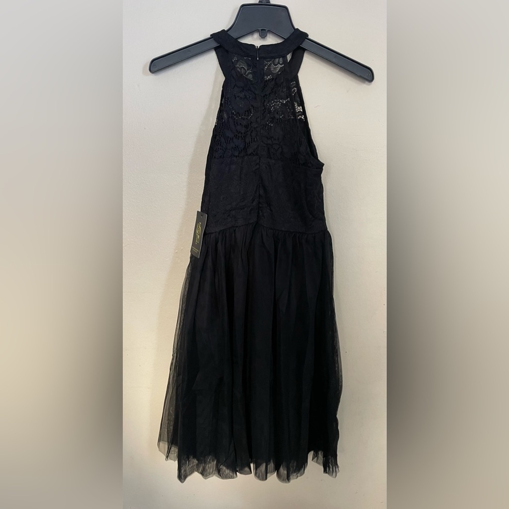 Sz XS Dressystar women’s halter tuile short black dress Sparkly Party knee NWT - Picture 6 of 10